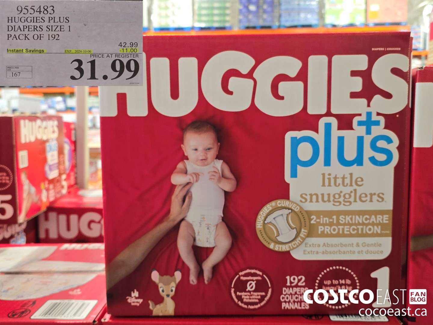 955483 HUGGIES PLUS DIAPERS SIZE 1 PACK OF 192 ($11.00 INSTANT SAVINGS EXPIRES ON 2024-10-06) $31.99