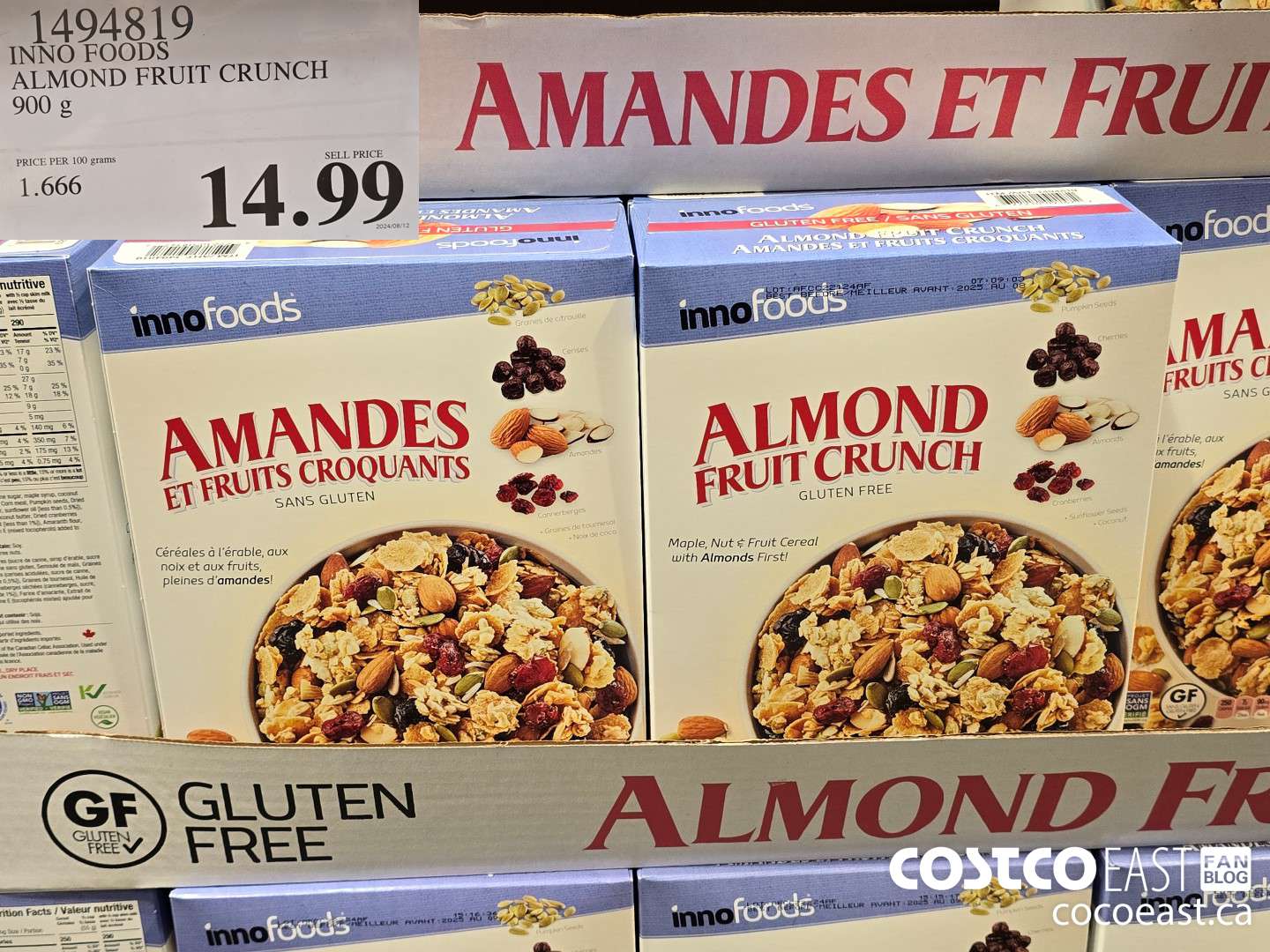 1494819 INNO FOODS ALMOND FRUIT CRUNCH 900 g $14.99