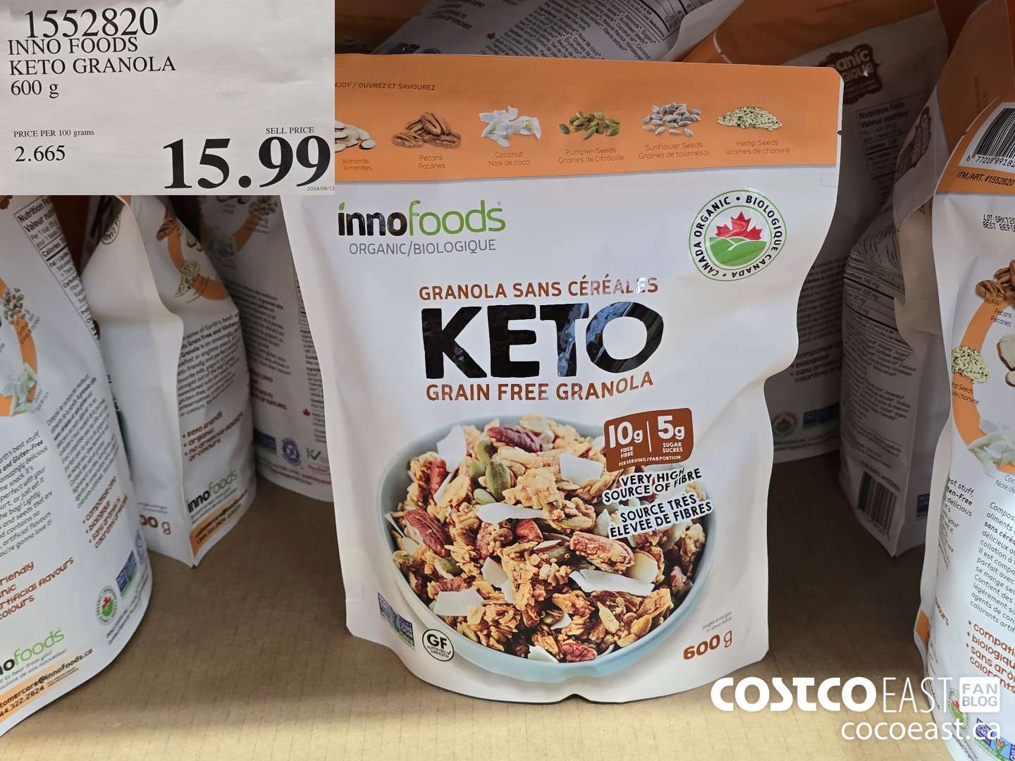 1552820 INNO FOODS KETO GRANOLA 600 G $15.99
