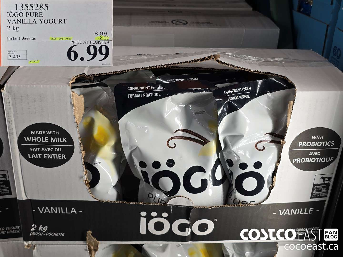 1355285 IOGO PURE VANILLA YOGURT 2 kg ($2.00 INSTANT SAVINGS EXPIRES ON 2024-10-20) $6.99