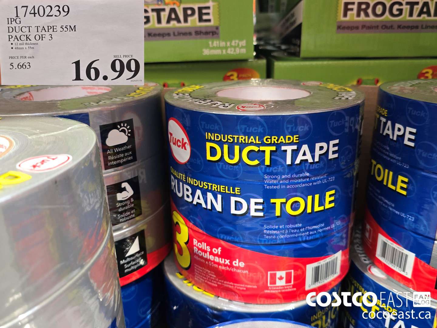 1740239 IPG DUCT TAPE 55M PACK OF 3 $16.99