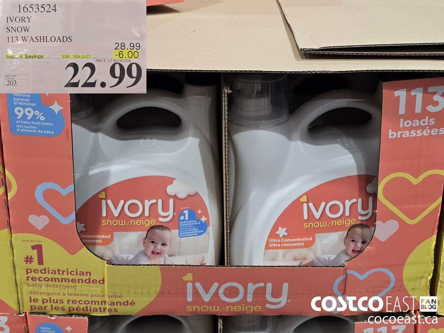 1653524 IVORY SNOW 113 washloads ($6.00 INSTANT SAVINGS EXPIRES ON 2024-10-27) $22.99