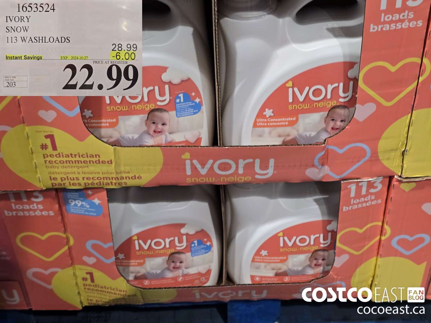 1653524 IVORY SNOW 113 washloads ($6.00 INSTANT SAVINGS EXPIRES ON 2024-10-27) $22.99