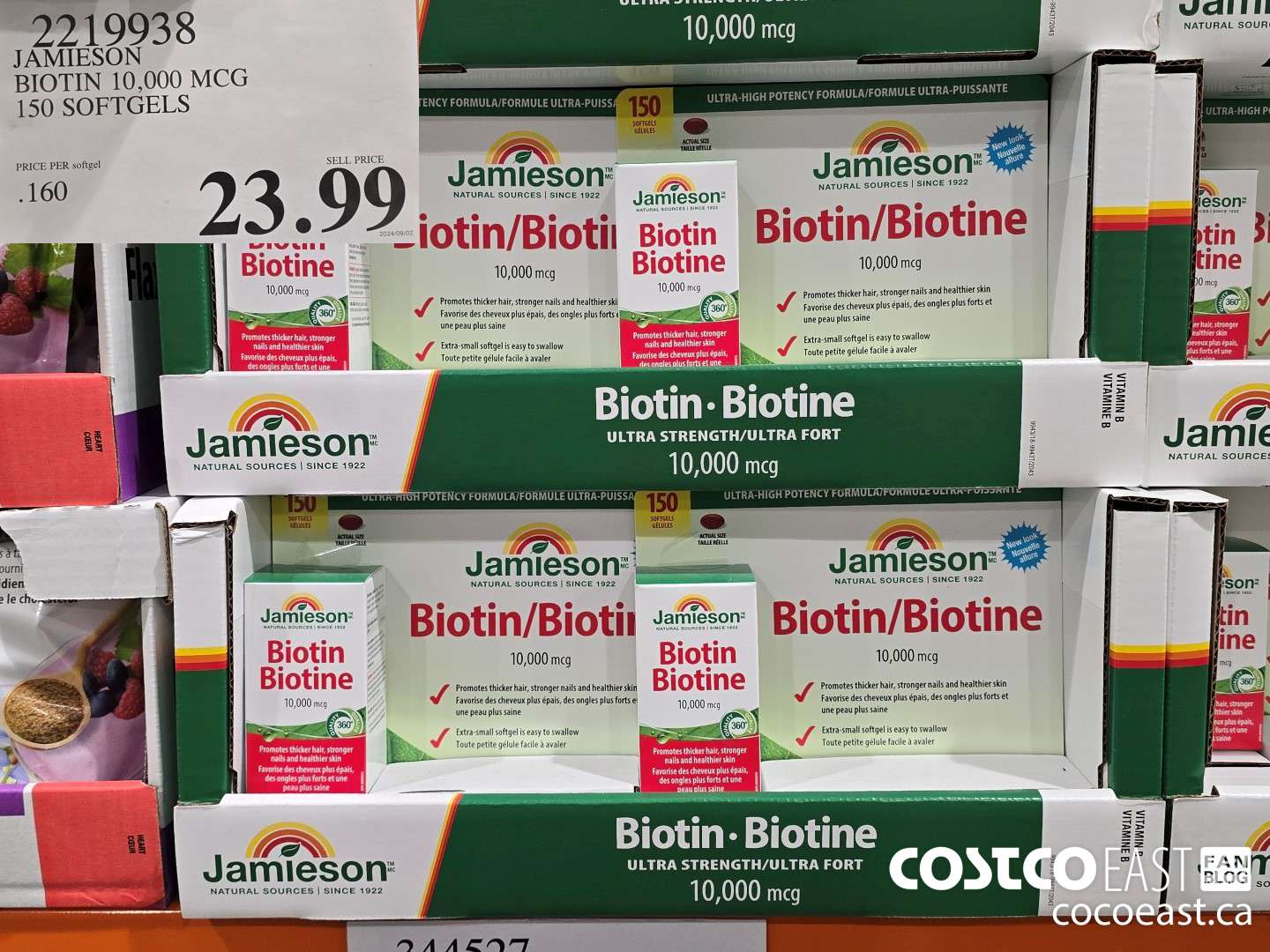 2219938 JAMIESON BIOTIN 10,000 MCG 150 SOFTGELS $23.99