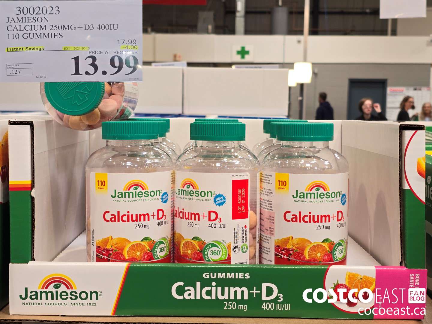 3002023 JAMIESON CALCIUM 250MG+D3 400IU 110 GUMMIES ($4.00 INSTANT SAVINGS EXPIRES ON 2024-10-13) $13.99