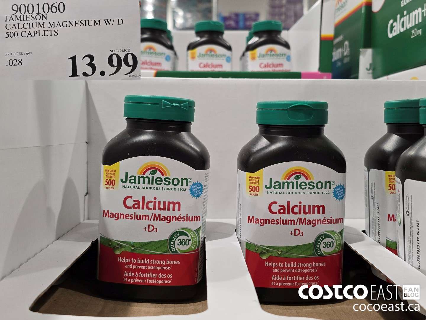 9001060 JAMIESON CALCIUM MAGNESIUM W/ VIT D 500 CAPLETS $13.99