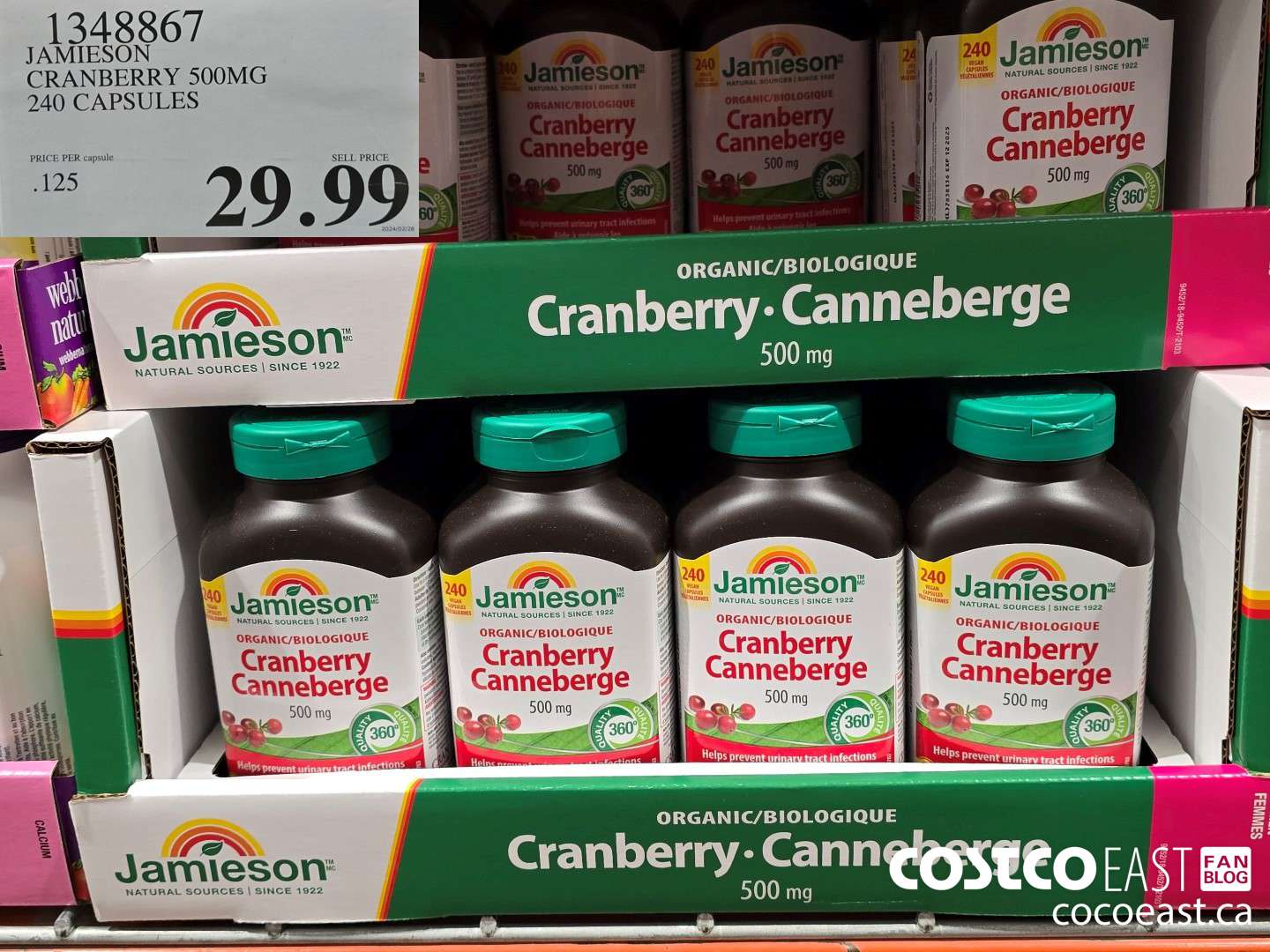 1348867 JAMIESON CRANBERRY 500MG 240 CAPSULES $29.99