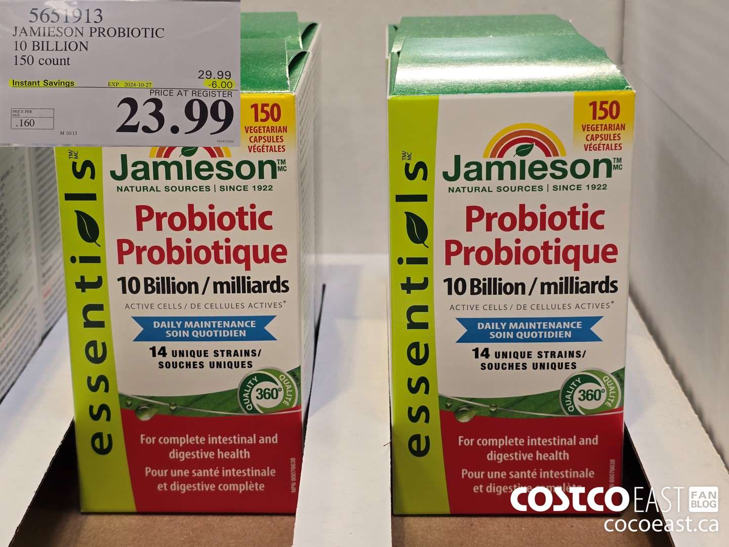5651913 JAMIESON PROBIOTIC 10 BILLION 150 count ($6.00 INSTANT SAVINGS EXPIRES ON 2024-10-27) $23.99