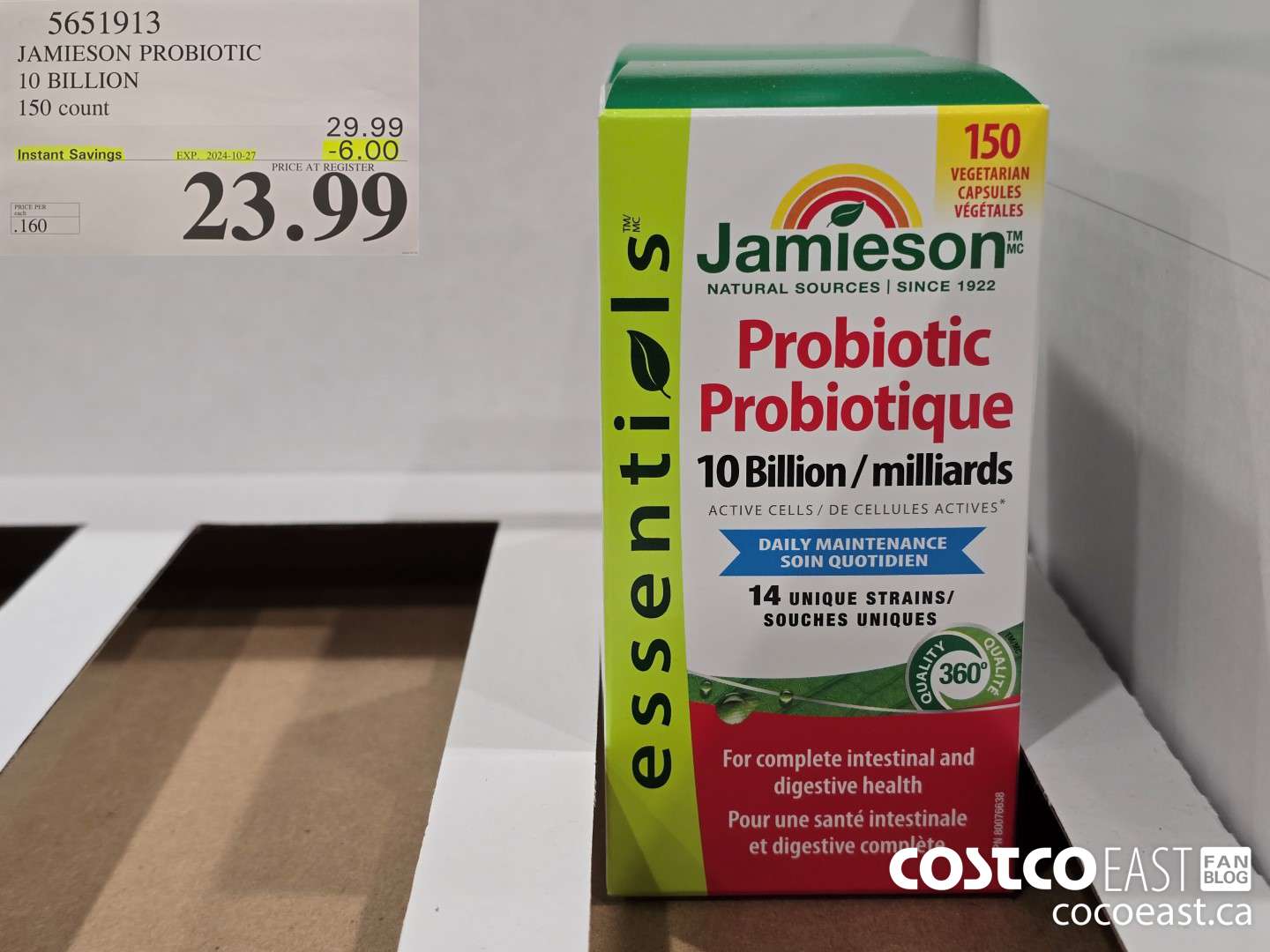 5611913 JAMIESON PROBIOTIC 10 BILLION 150 count ($6.00 INSTANT SAVINGS EXPIRES ON 2024-10-27) $23.99