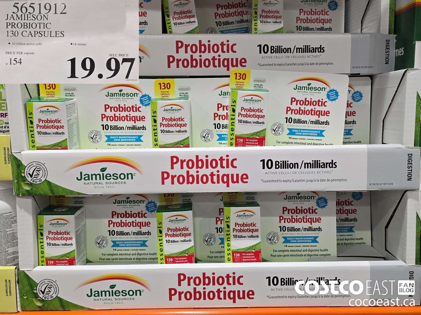 5651912 JAMIESON PROBIOTIC 130 CAPSULES $19.97