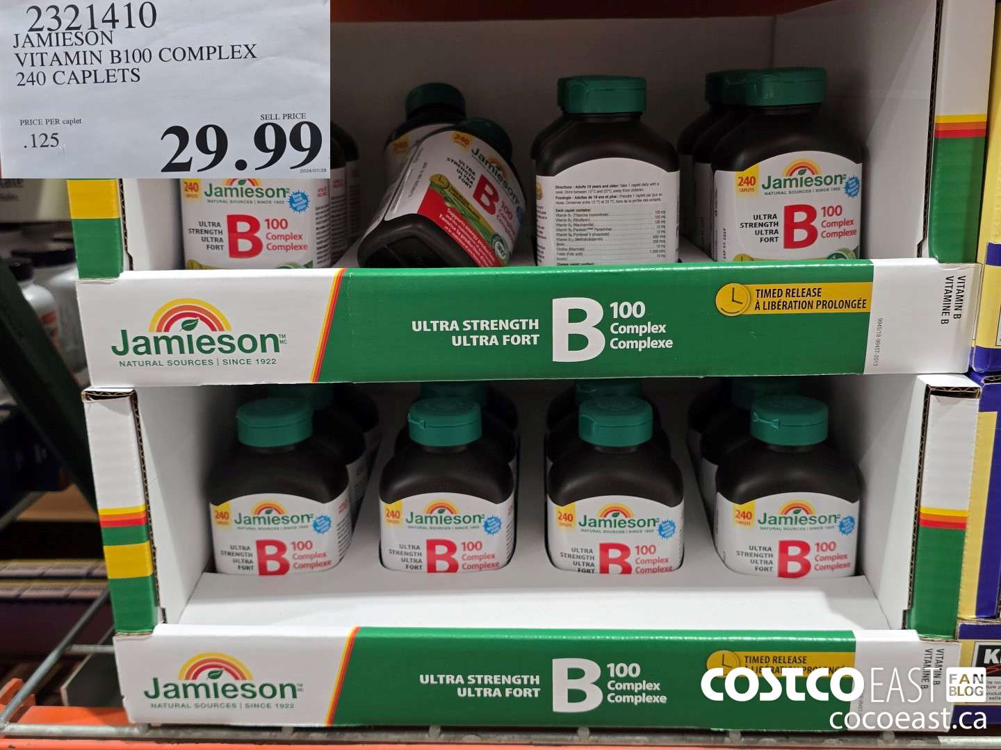 2321410 JAMIESON VITAMIN B100 COMPLEX 240 CAPLETS $29.99