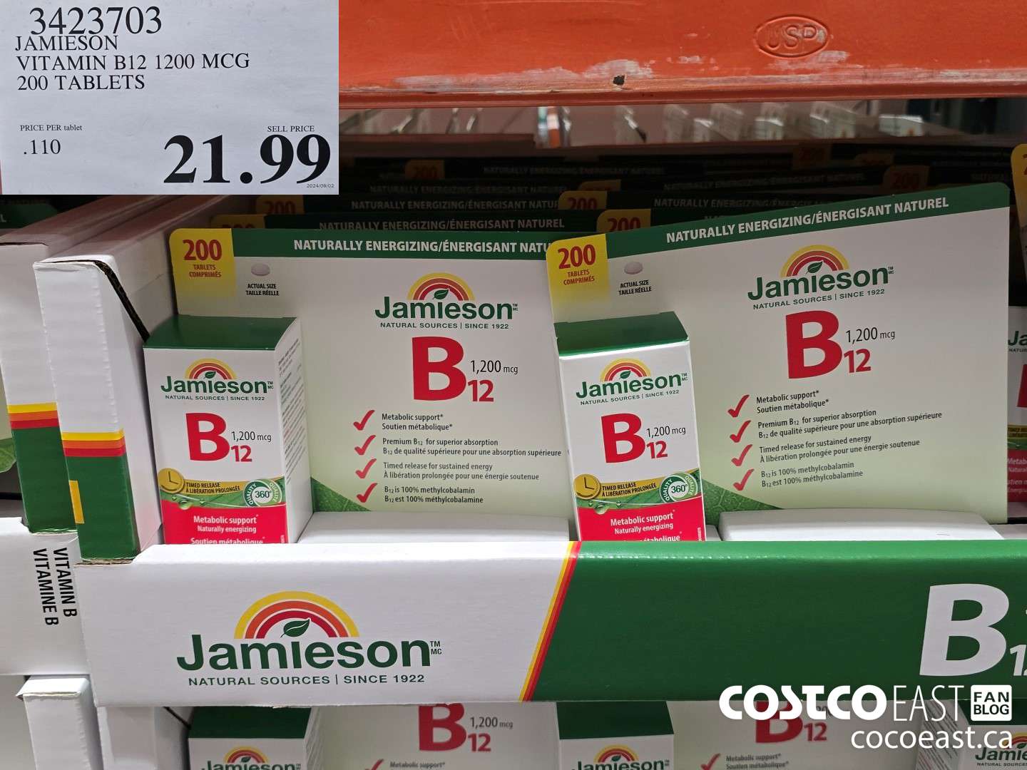 3423703 JAMIESON VITAMIN B12 1200MCG 200 TABLETS $21.99