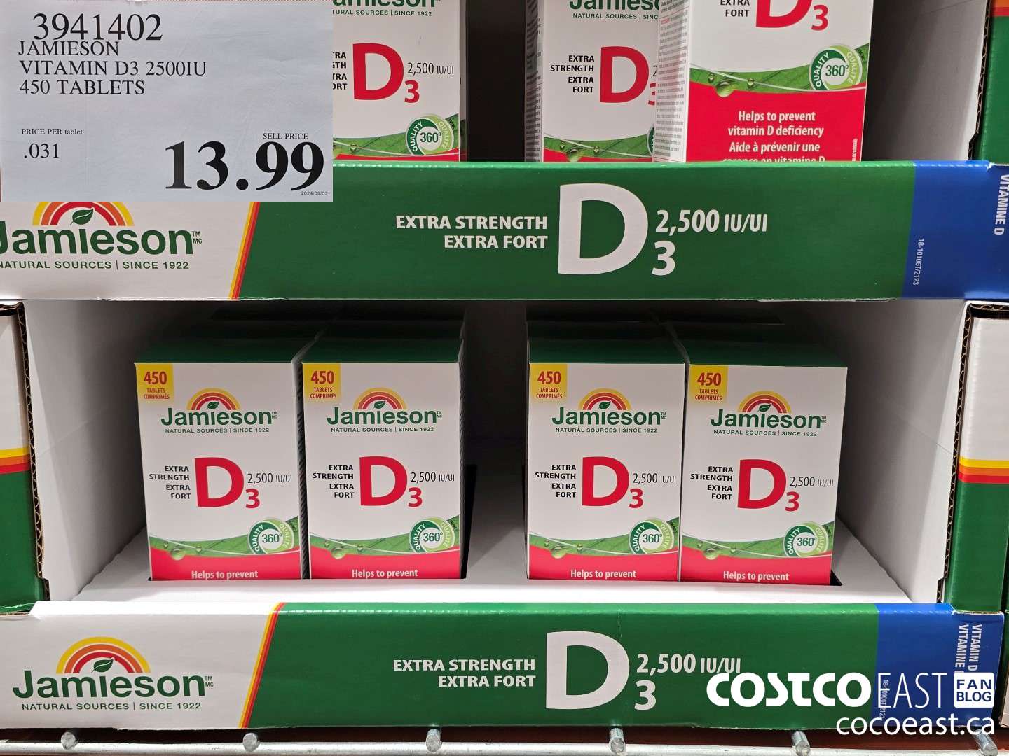 3941402 JAMIESON VITAMIN D3 2500IU 450 TABLETS $13.99