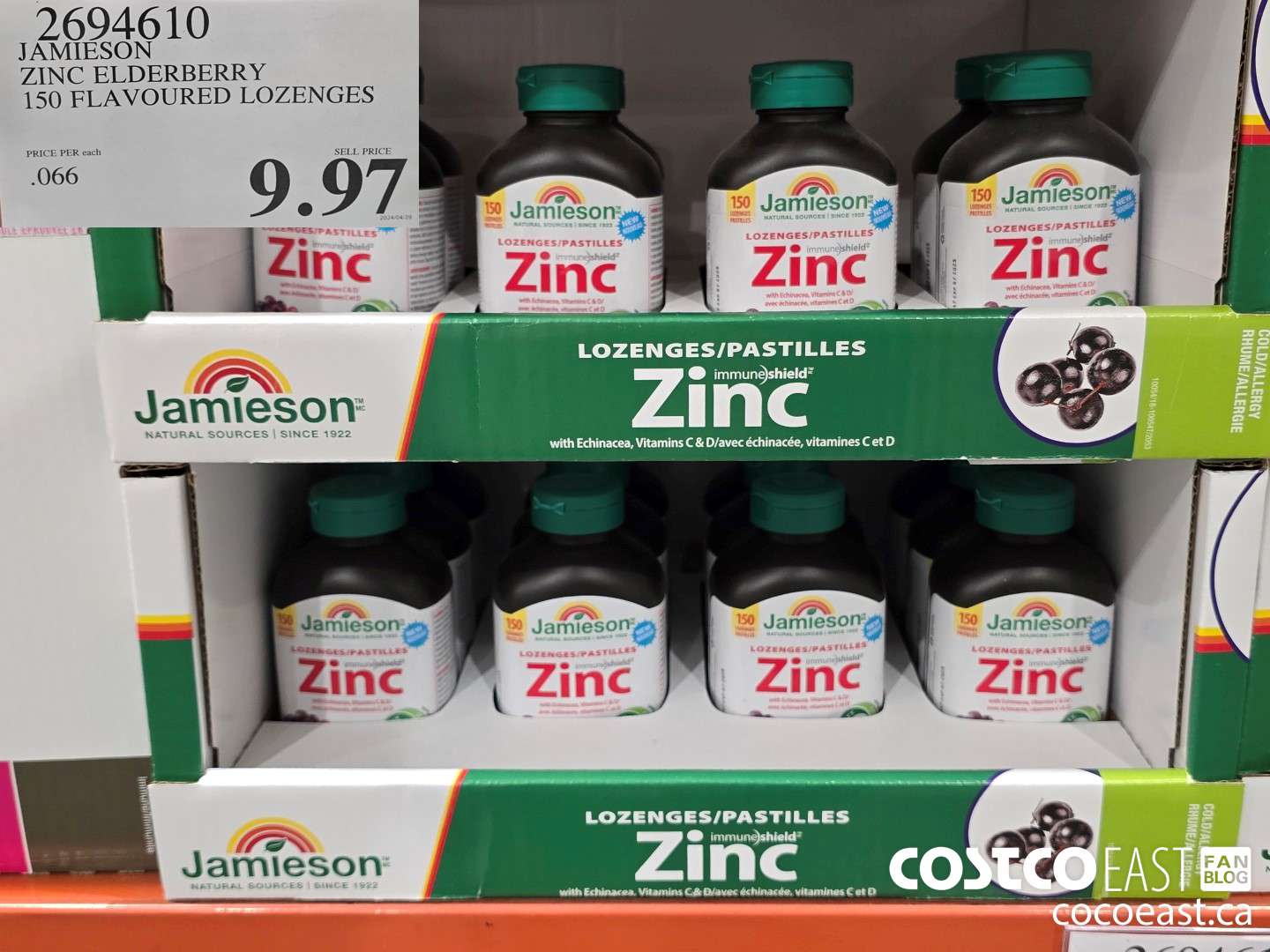 2694610 JAMIESON ZINC ELDERBERRY 150 FLAVOURED LOZENGES $9.97
