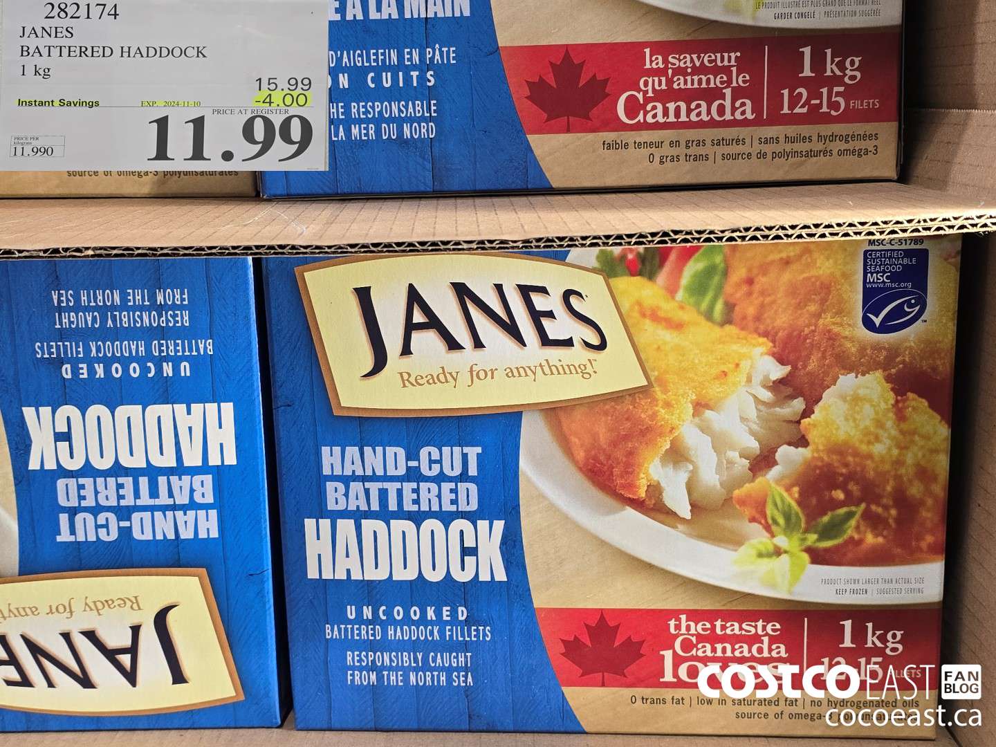 282174 JANES BATTERED HADDOCK 1 KG ($4.00 INSTANT SAVINGS EXPIRES ON 2024-11-10) $11.99