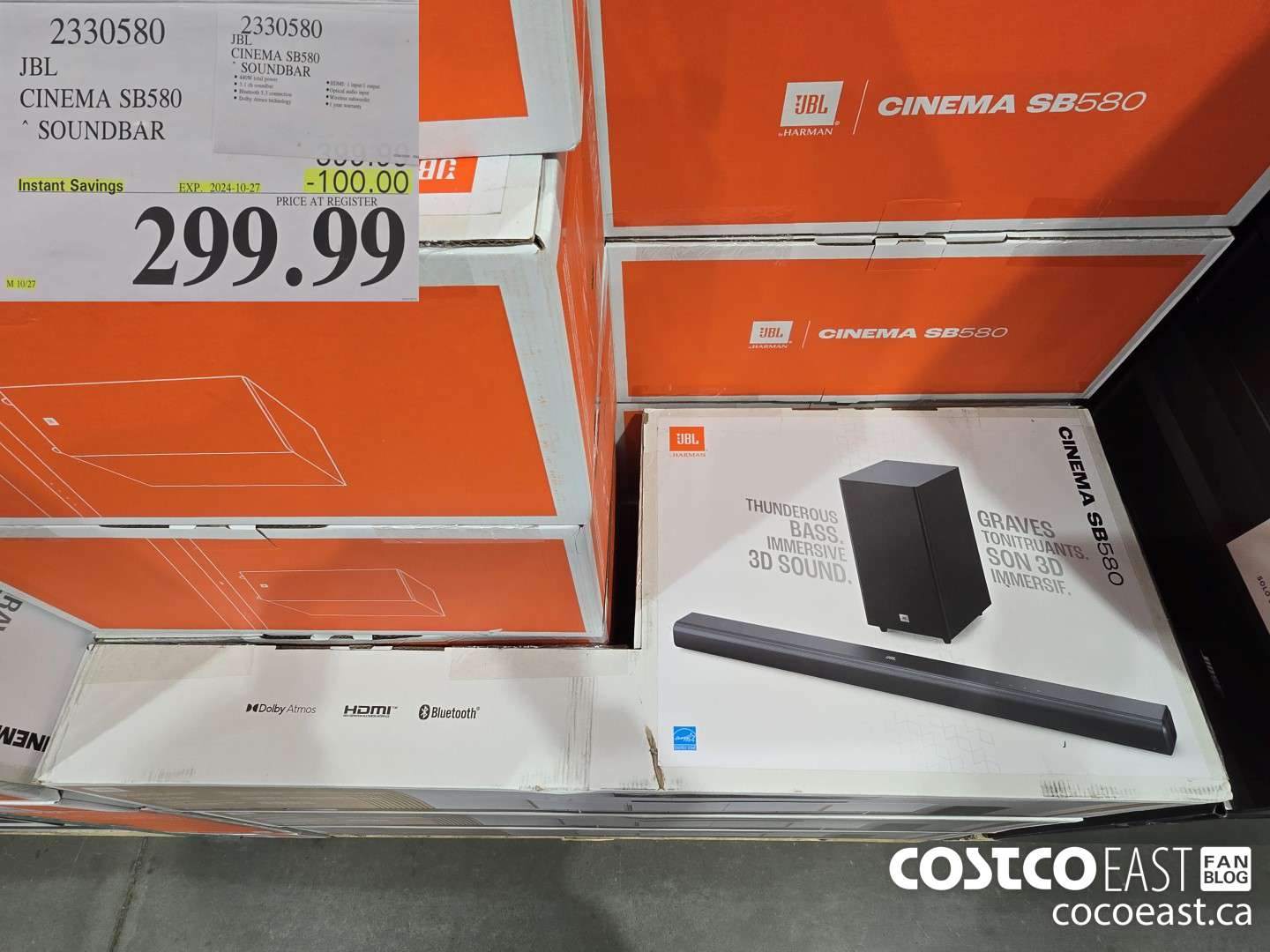 2330580 JBL CINEMA SB580 SOUNDBAR ($100.00 INSTANT SAVINGS EXPIRES ON 2024-10-27) $299.99