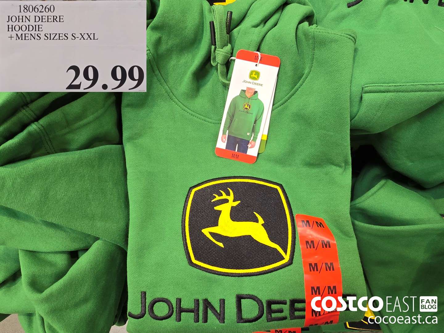 1806260 JOHN DEERE HOODIE +MENS SIZES S-XXL $29.99