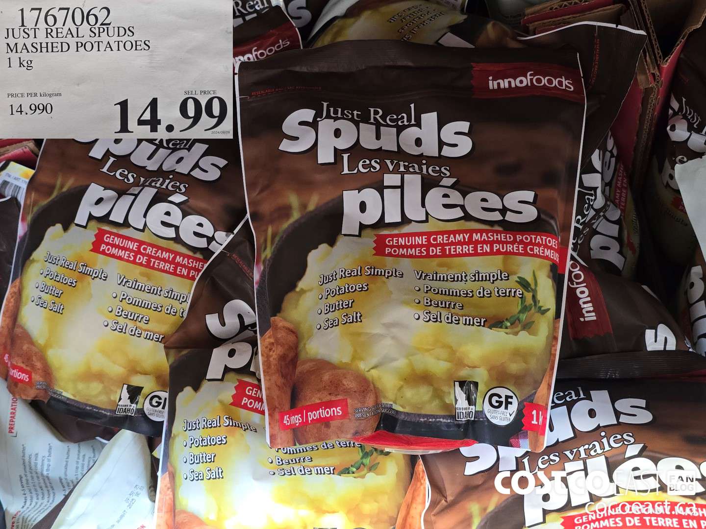 1767062 JUST REAL SPUDS MASHED POTATOES 1 kg $14.99