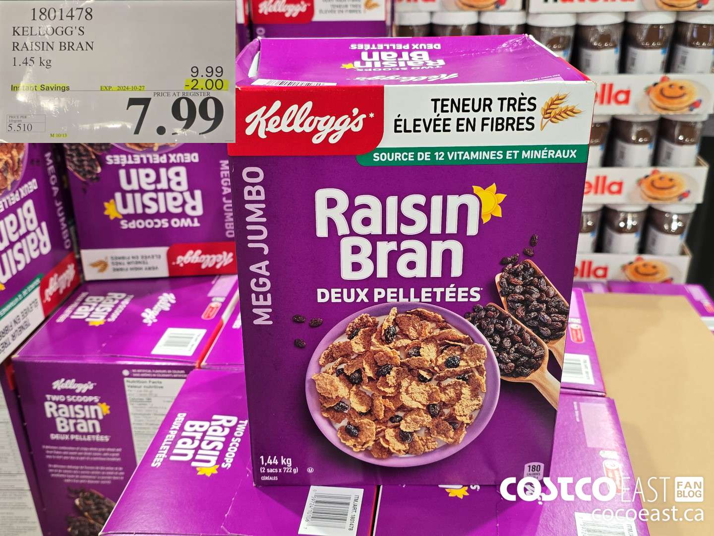 1801478 KELLOGG'S RAISIN BRAN 1.45 kg ($2.00 INSTANT SAVINGS EXPIRES ON 2024-10-27) $7.99