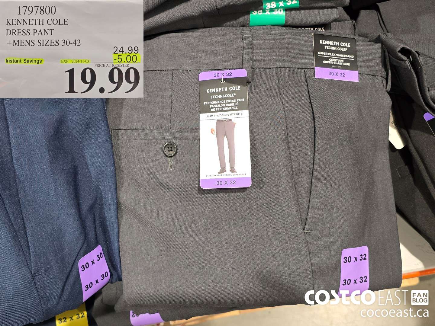 1797800 KENNETH COLE DRESS PANT +MENS SIZES 30-42 ($5.00 INSTANT SAVINGS EXPIRES ON 2024-11-03) $19.99