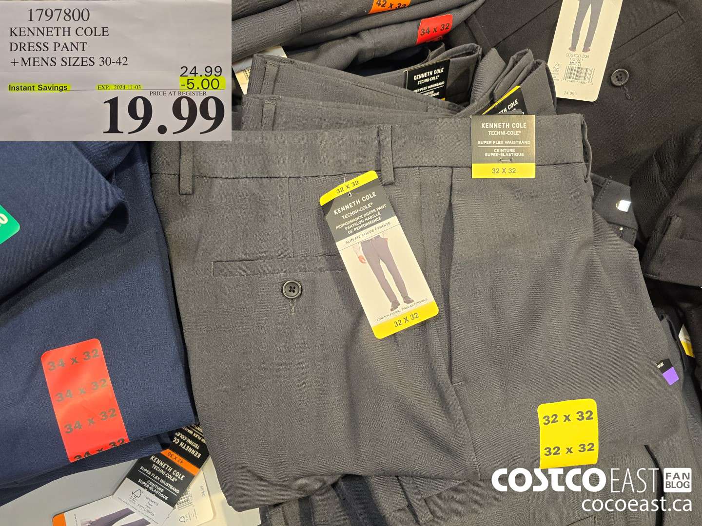 1797800 KENNETH COLE DRESS PANT +MENS SIZES 30-42 ($5.00 INSTANT SAVINGS EXPIRES ON 2024-11-03) $19.99