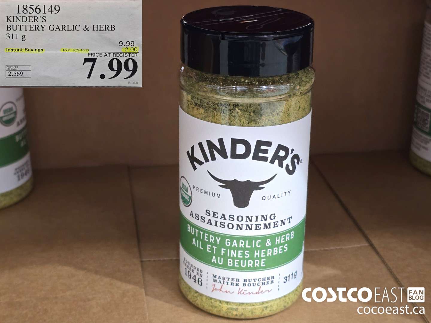 1856149 KINDER'S BUTTERY GARLIC & HERB 311g ($2.00 INSTANT SAVINGS EXPIRES ON 2024-10-13) $7.99