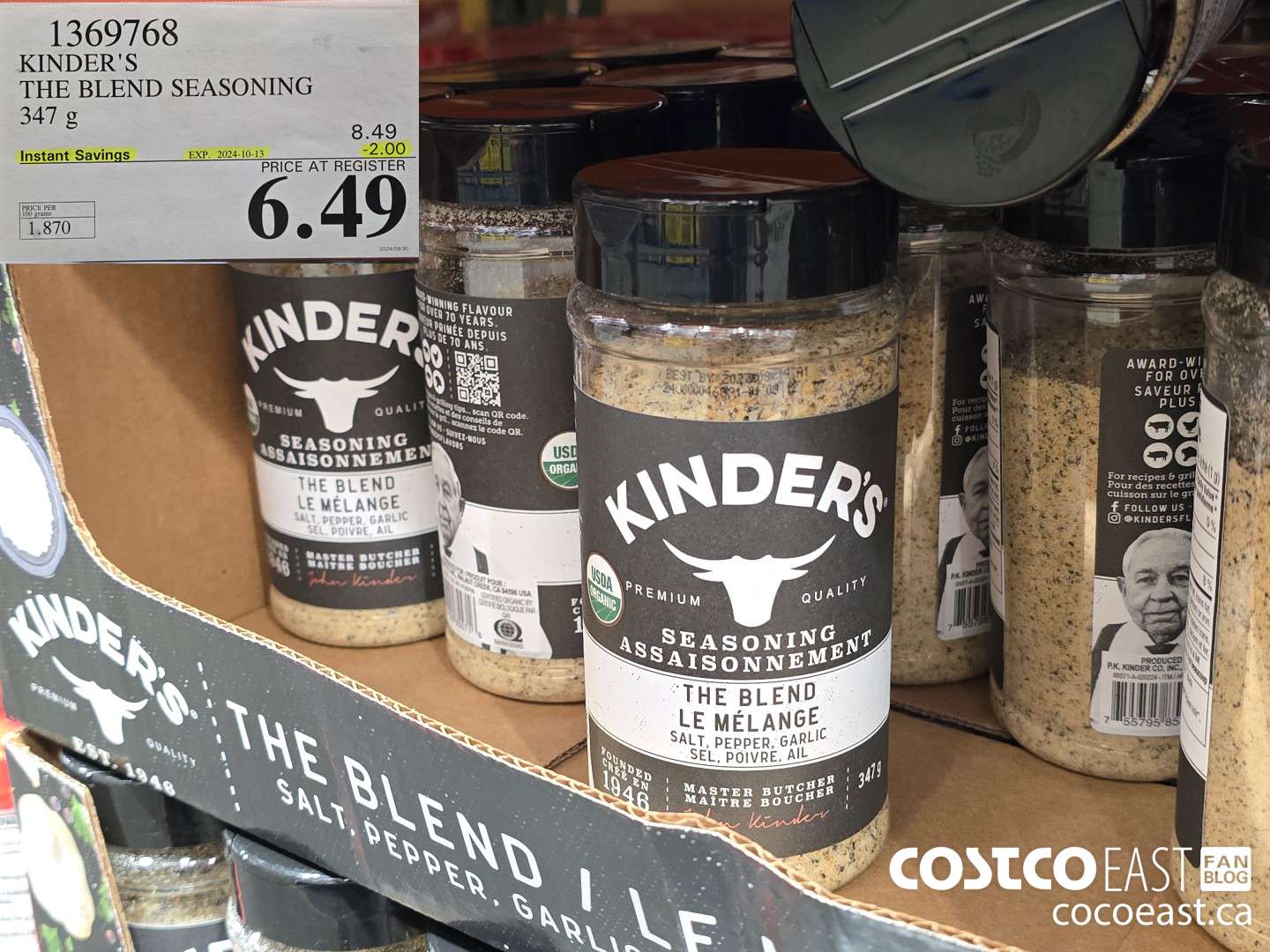 1369768 KINDER'S THE BLEND SEASONING 347 g ($2.00 INSTANT SAVINGS EXPIRES ON 2024-10-13) $6.49