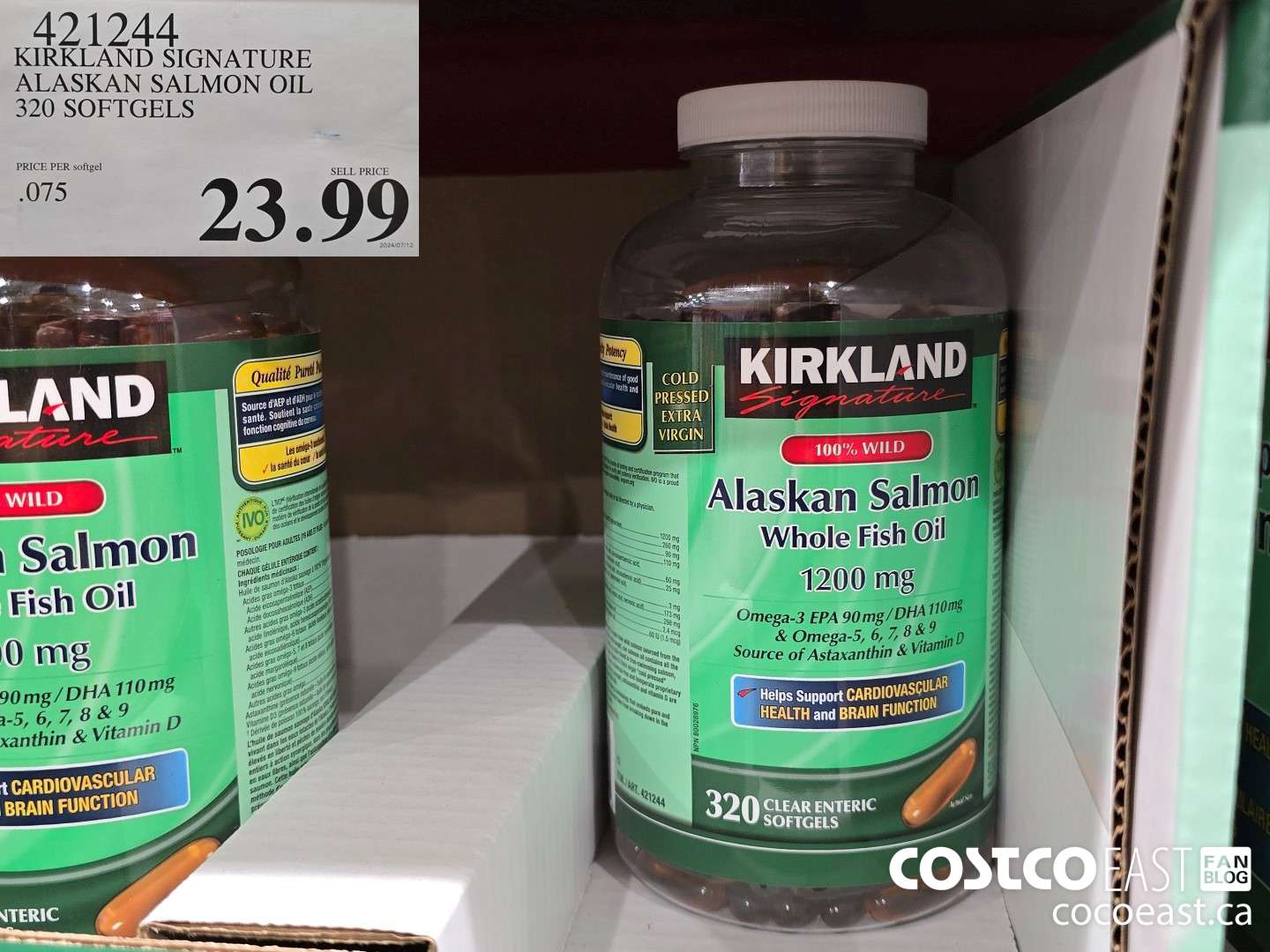 421244 KIRKLAND SIGNATURE 100% PURE ALASKAN SALMON OIL 320S $23.99