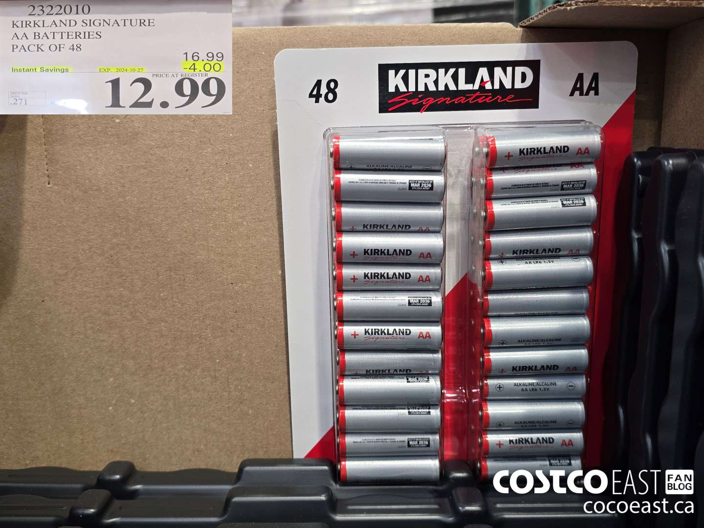 2322010 KIRKLAND SIGNATURE AA BATTERIES PACK OF 48 ($4.00 INSTANT SAVINGS EXPIRES ON 2024-10-27) $12.99