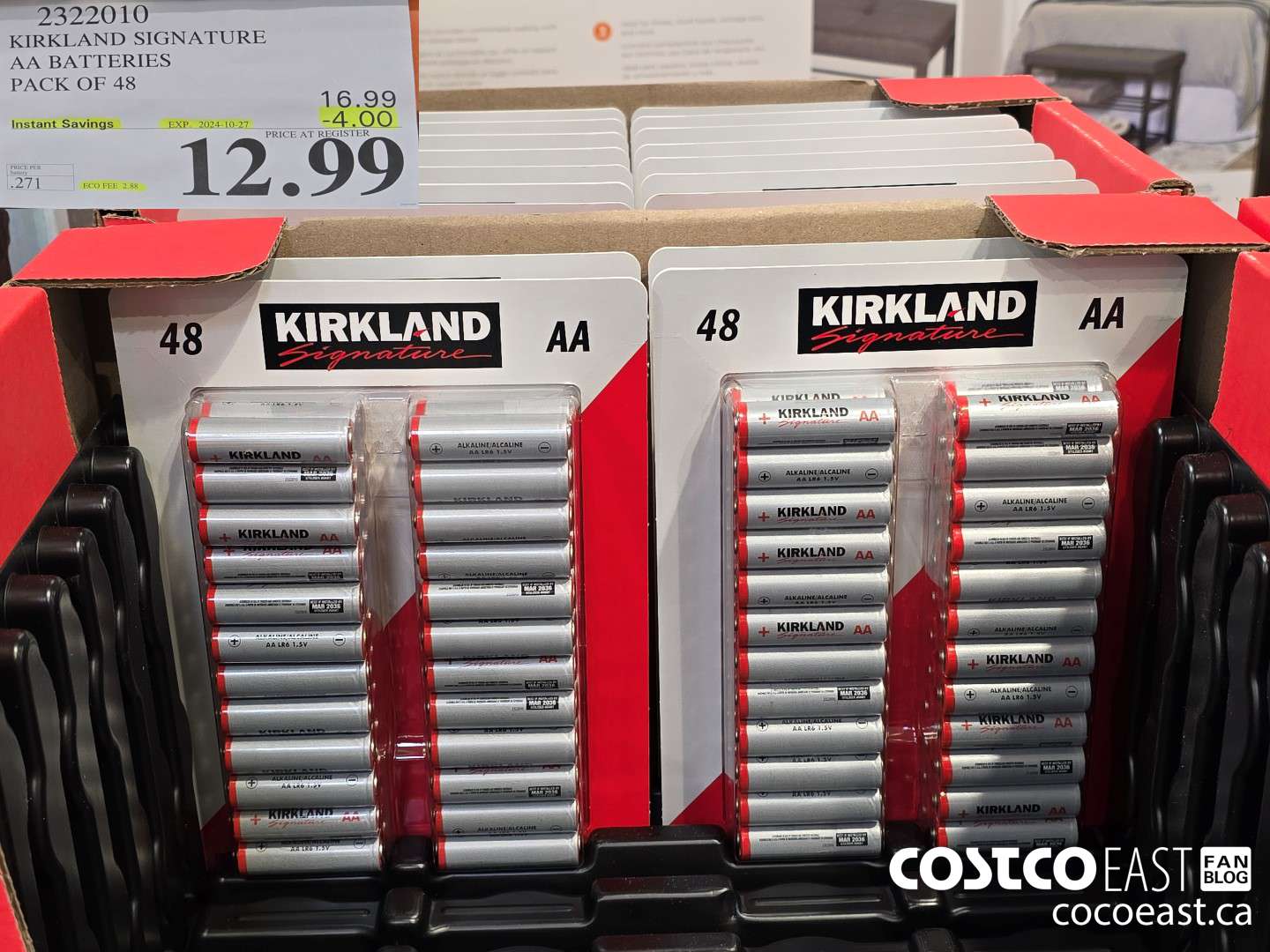 2322010 KIRKLAND SIGNATURE AA BATTERIES PACK OF 48 ($4.00 INSTANT SAVINGS EXPIRES ON 2024-10-27) $12.99
