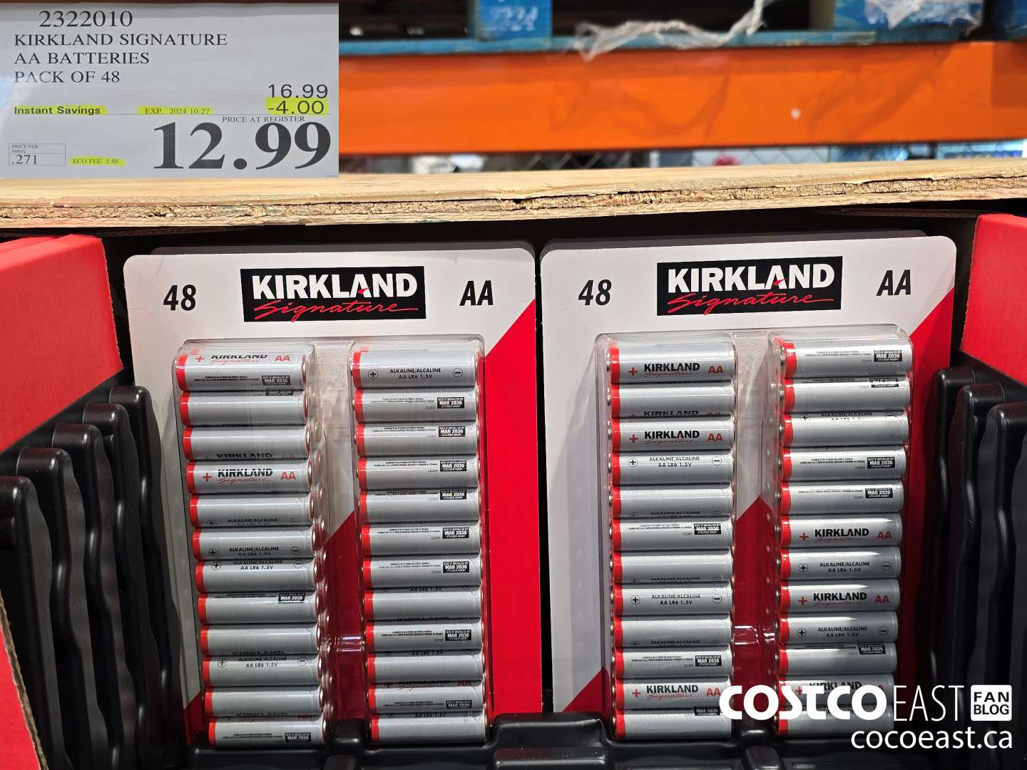 2322010 KIRKLAND SIGNATURE AA BATTERIES PACK OF 48 ($4.00 INSTANT SAVINGS EXPIRES ON 2024-10-27) $12.99