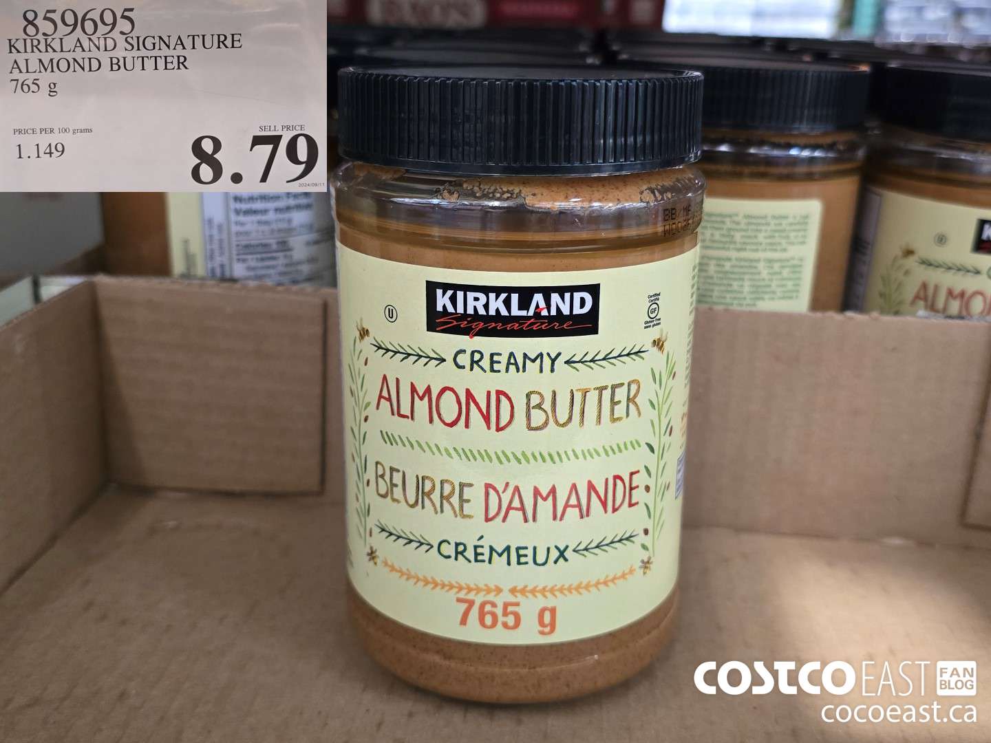 859695 KIRKLAND SIGNATURE ALMOND BUTTER 765 g $8.79