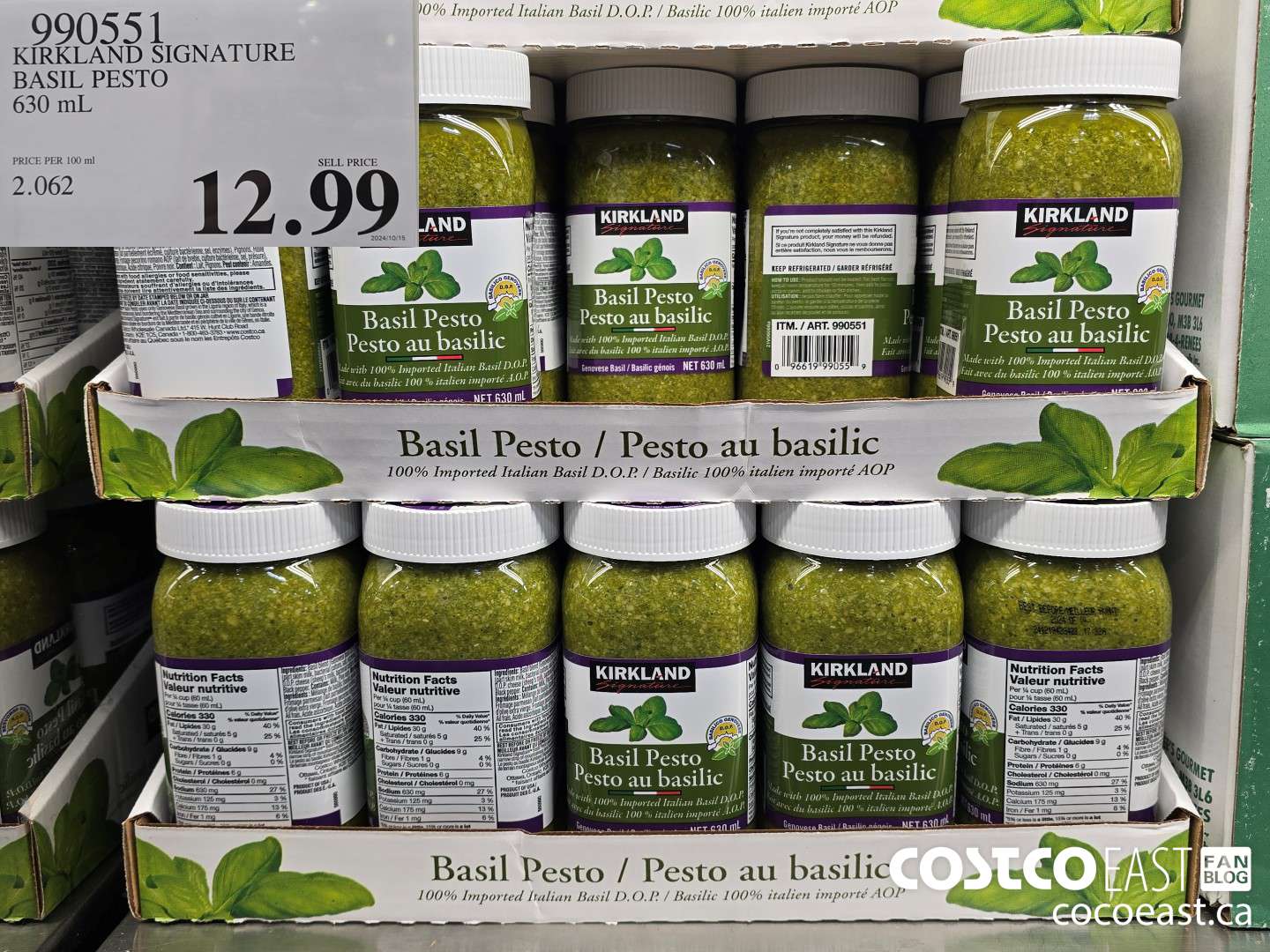 990551 KIRKLAND SIGNATURE BASIL PESTO 630 ML $12.99