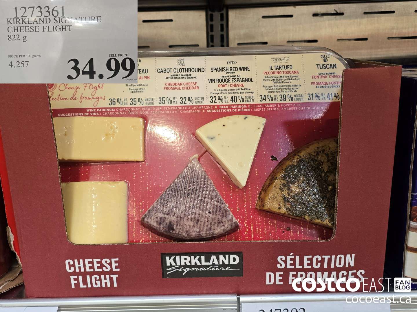 1273361 KIRKLAND SIGNATURE CHEESE FLIGHT 822 g $34.99