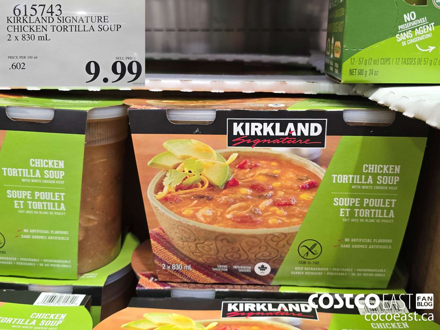 615743 KIRKLAND SIGNATURE CHICKEN TORTILLA SOUP 2 X 830 ML $9.99