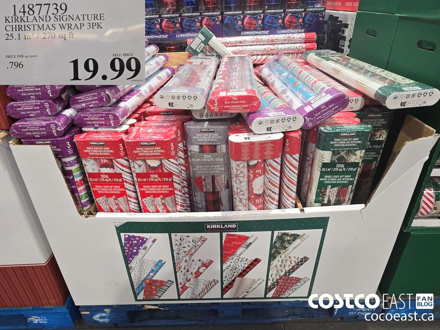 1487739 KIRKLAND SIGNATURE CHRISTMAS WRAP 3PK 25.1 m2 / 270 sq ft $19.99