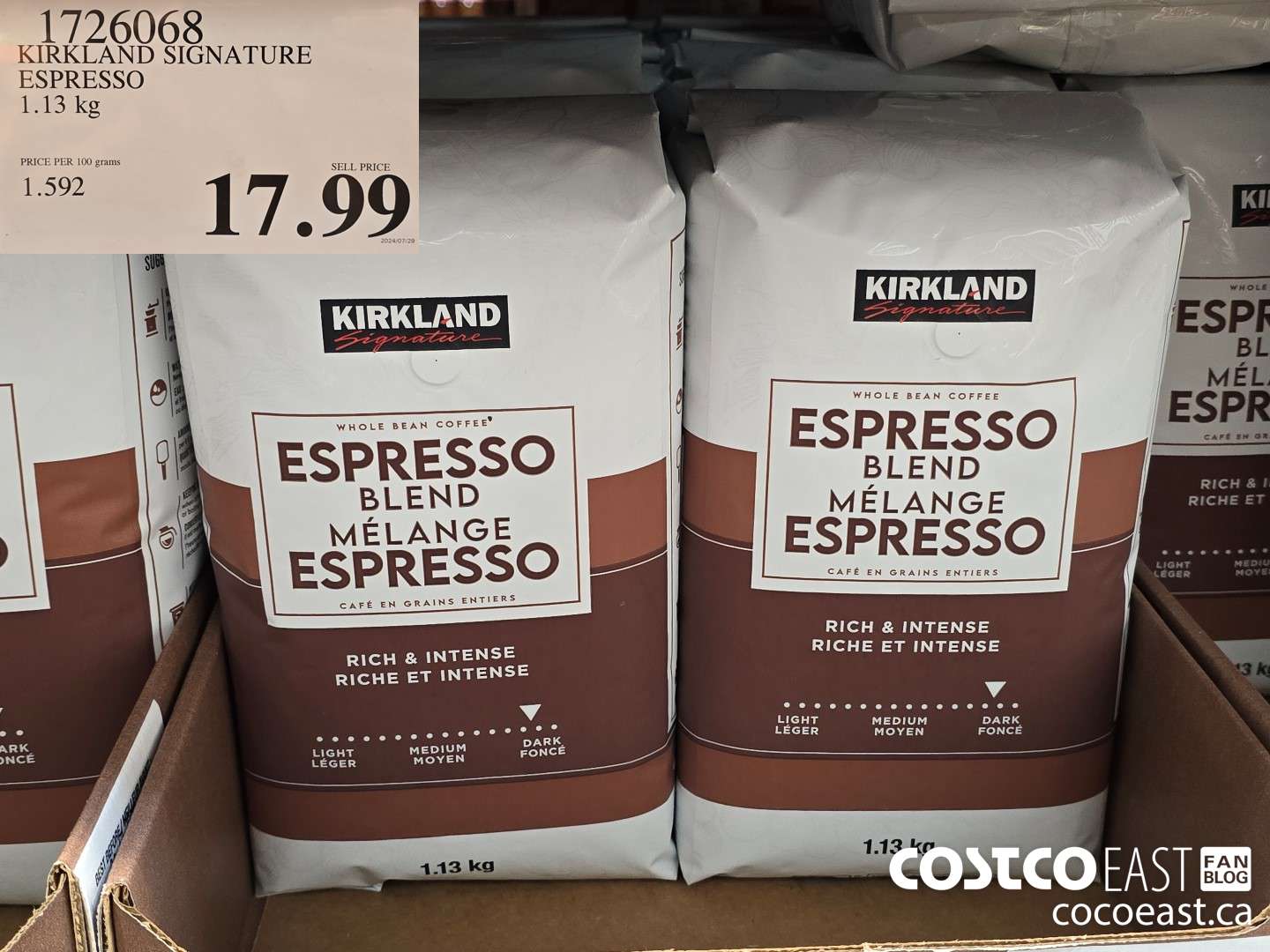 1726068 KIRKLAND SIGNATURE ESPRESSO 1.13 kg $17.99