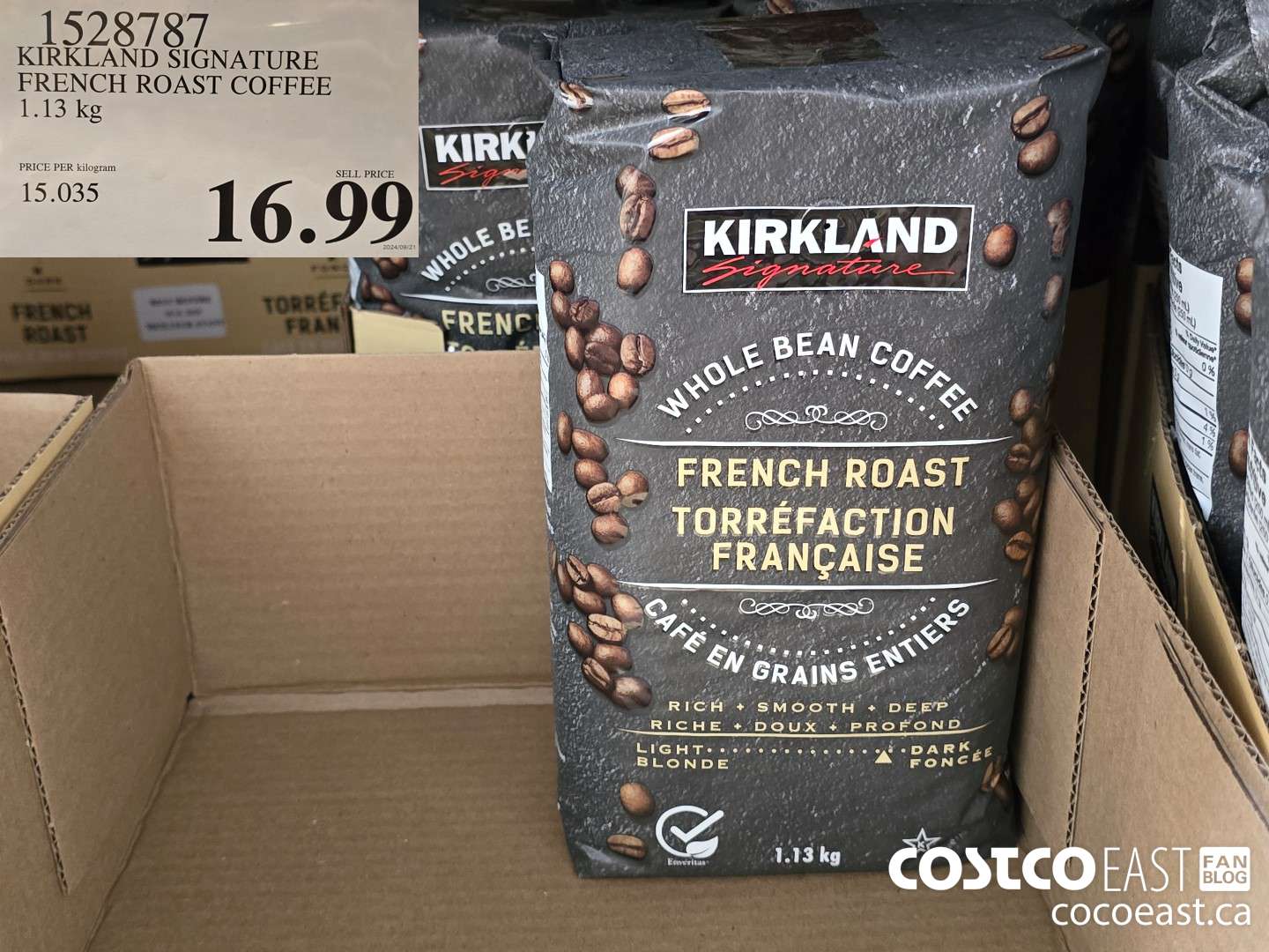1528787 KIRKLAND SIGNATURE FRENCH ROAST COFFEE 1.13 KG $16.99