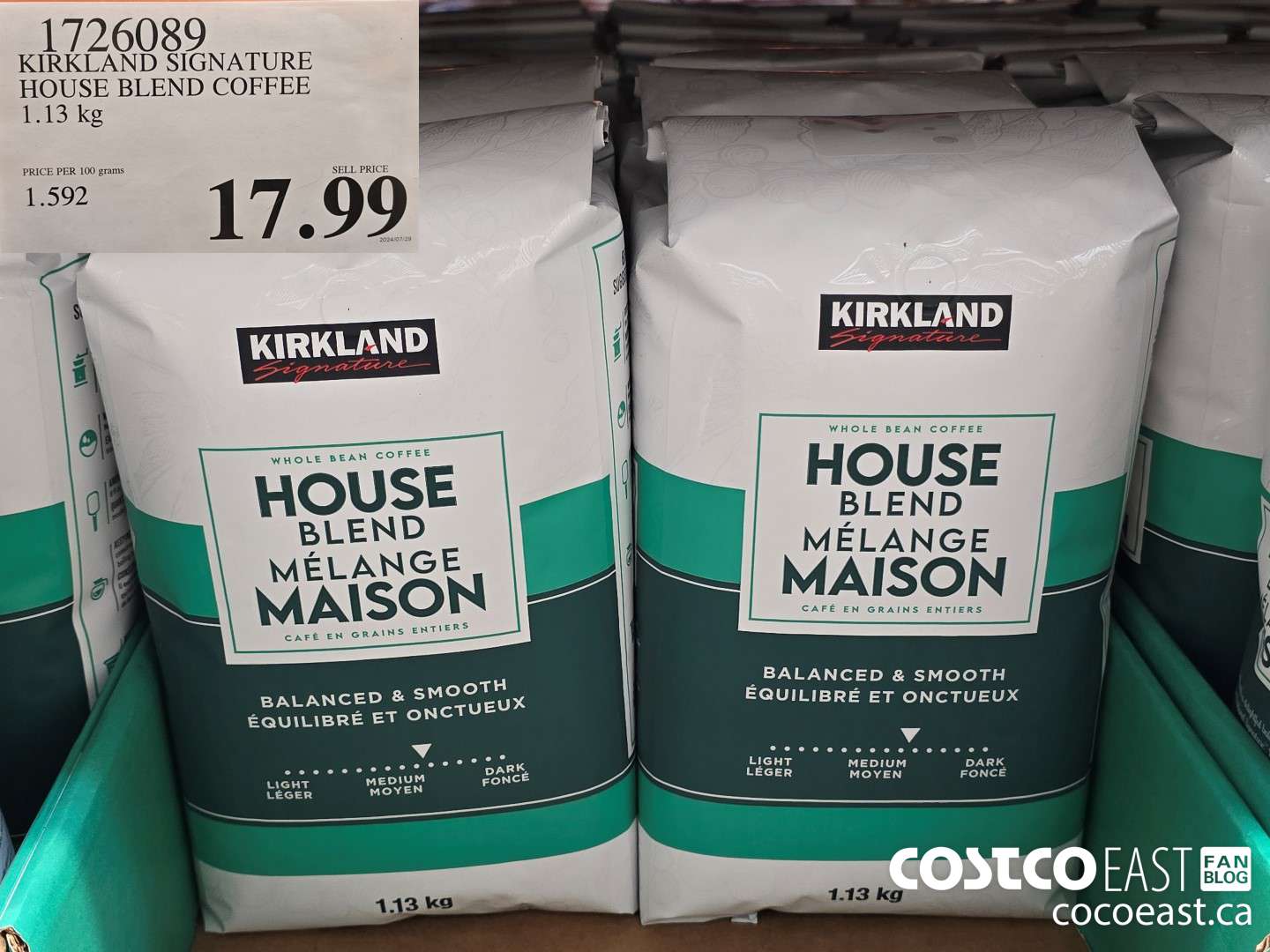 1726089 KIRKLAND SIGNATURE HOUSE BLEND COFFEE 1.13 kg $17.99