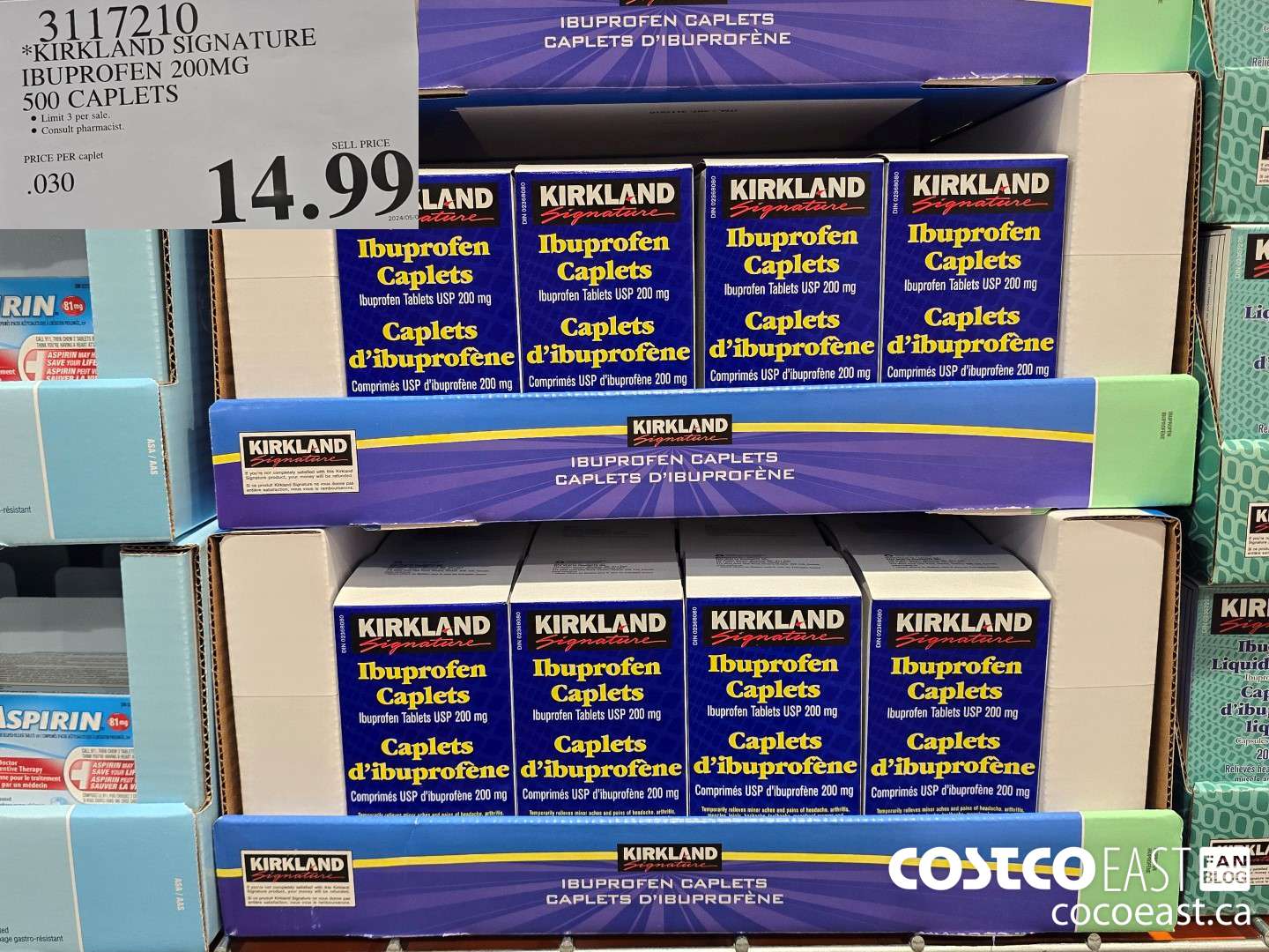 3117210 KIRKLAND SIGNATURE IBUPROFEN 200MG 500 CAPLETS $14.99
