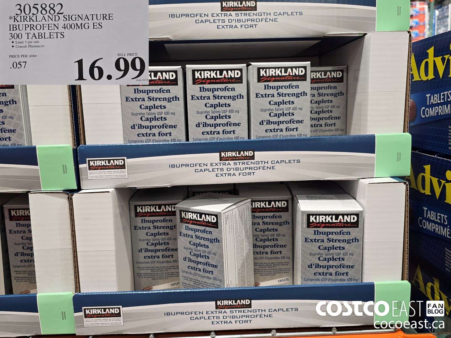 305882 KIRKLAND SIGNATURE IBUPROFEN 400MG ES 300 TABLETS $16.99