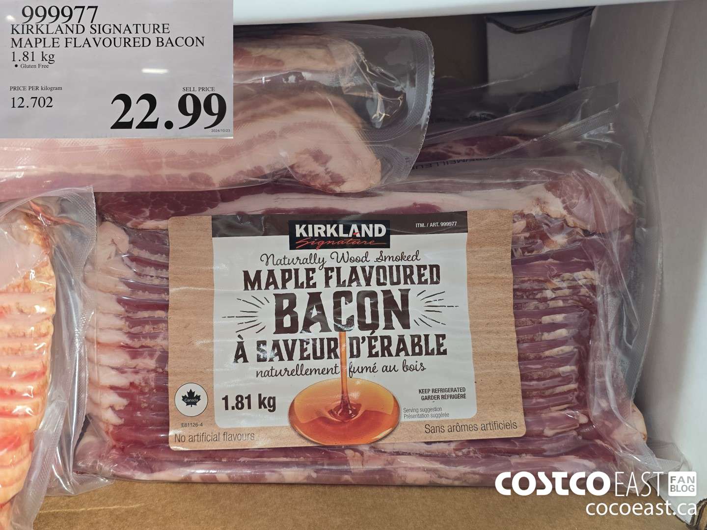 999977 KIRKLAND SIGNATURE MAPLE FLAVOURED BACON 1.81 kg $22.99