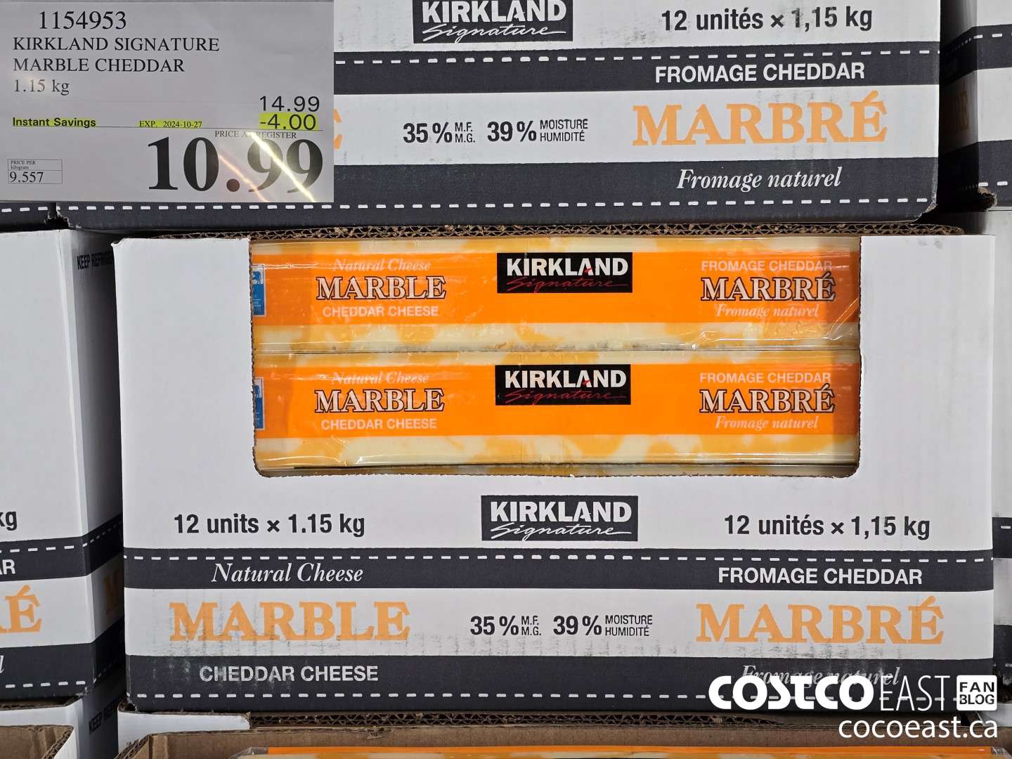 1154953 KIRKLAND SIGNATURE MARBLE CHEDDAR 1.15 KG ($4.00 INSTANT SAVINGS EXPIRES ON 2024-10-27) $10.99