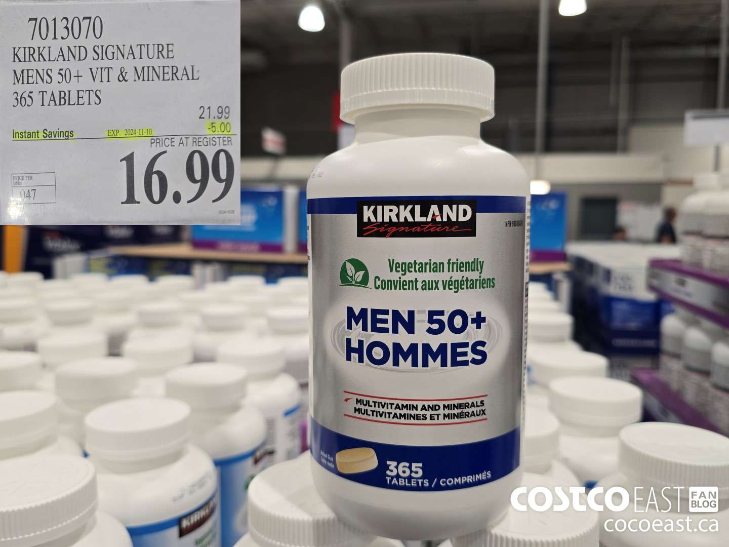 7013070 KIRKLAND SIGNATURE MENS 50+ VIT & MINERAL 365 TABLETS ($5.00 INSTANT SAVINGS EXPIRES ON 2024-11-10) $16.99
