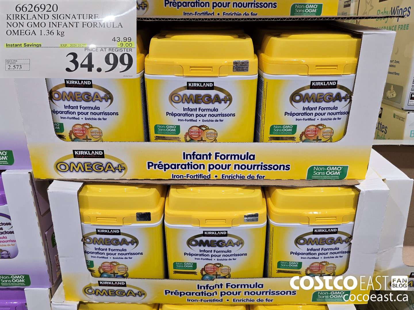 6626920 KIRKLAND SIGNATURE NON GMO INFANT FORMULA OMEGA 1.36 kg ($9.00 INSTANT SAVINGS EXPIRES ON 2024-10-27) $34.99