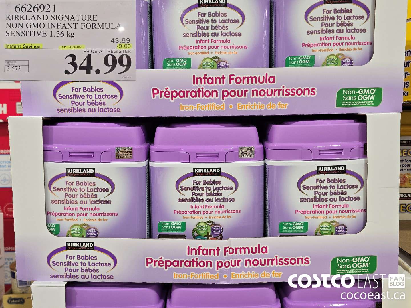 6626921 KIRKLAND SIGNATURE NON GMO INFANT FORMULA SENSITIVE 1.36 kg ($9.00 INSTANT SAVINGS EXPIRES ON 2024-10-27) $34.99
