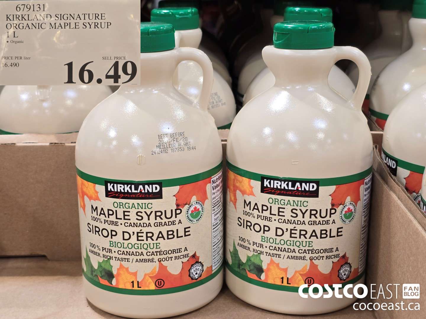 679131 KIRKLAND SIGNATURE ORGANIC MAPLE SYRUP 1L $16.49