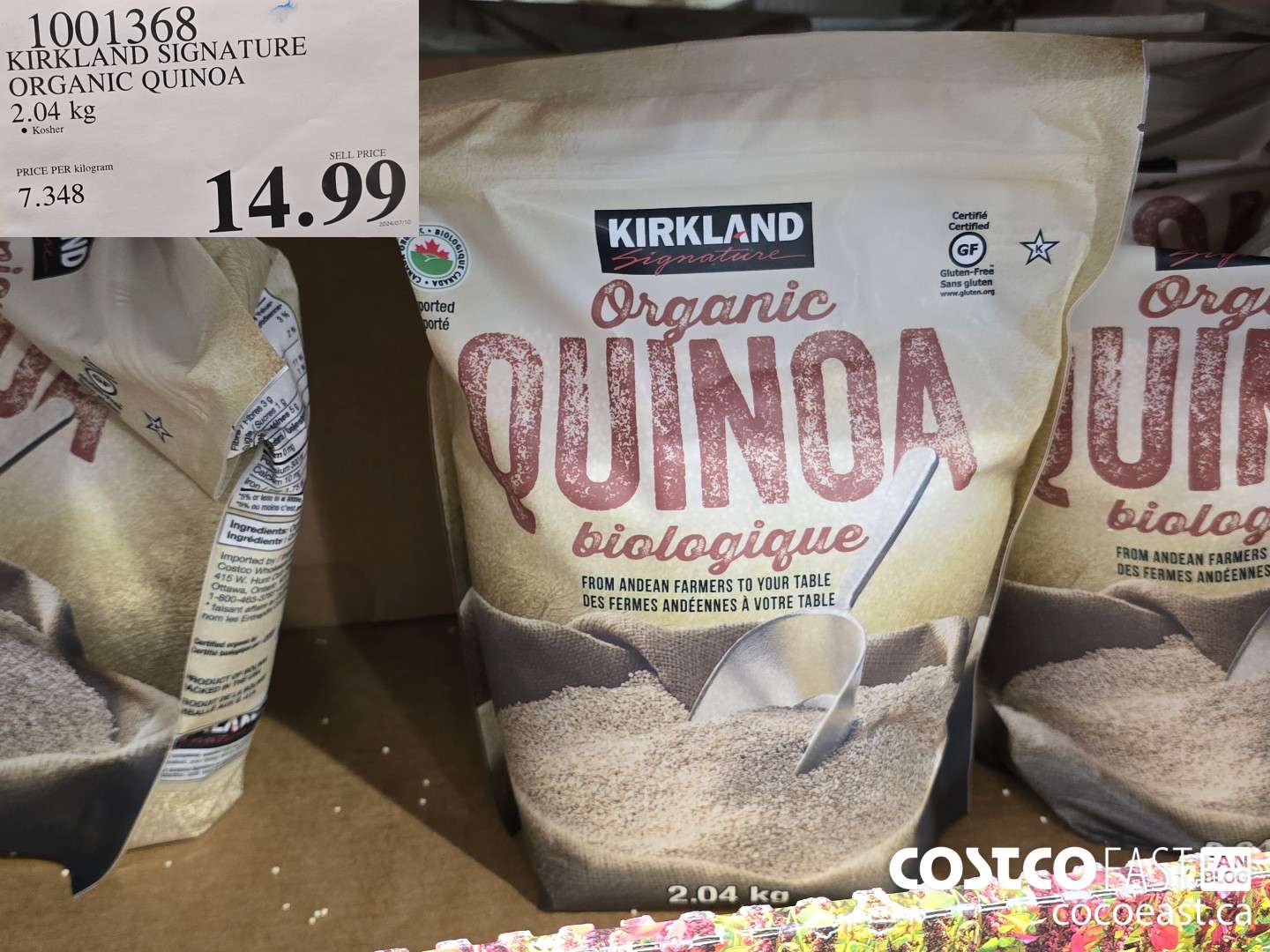 1001368 KIRKLAND SIGNATURE ORGANIC QUINOA 2.04 KG $14.99