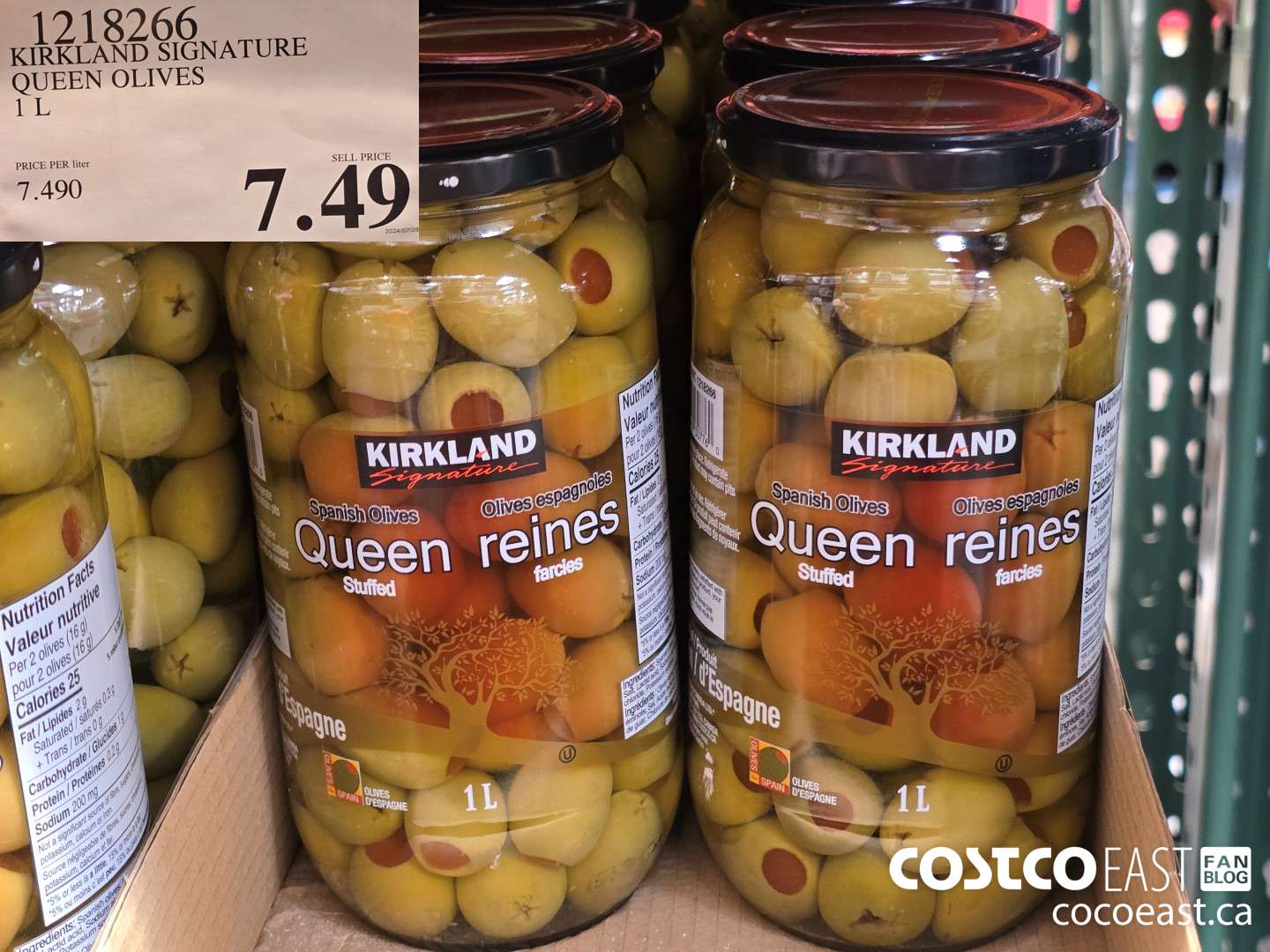 1218266 KIRKLAND SIGNATURE QUEEN OLIVES 1 L $7.49