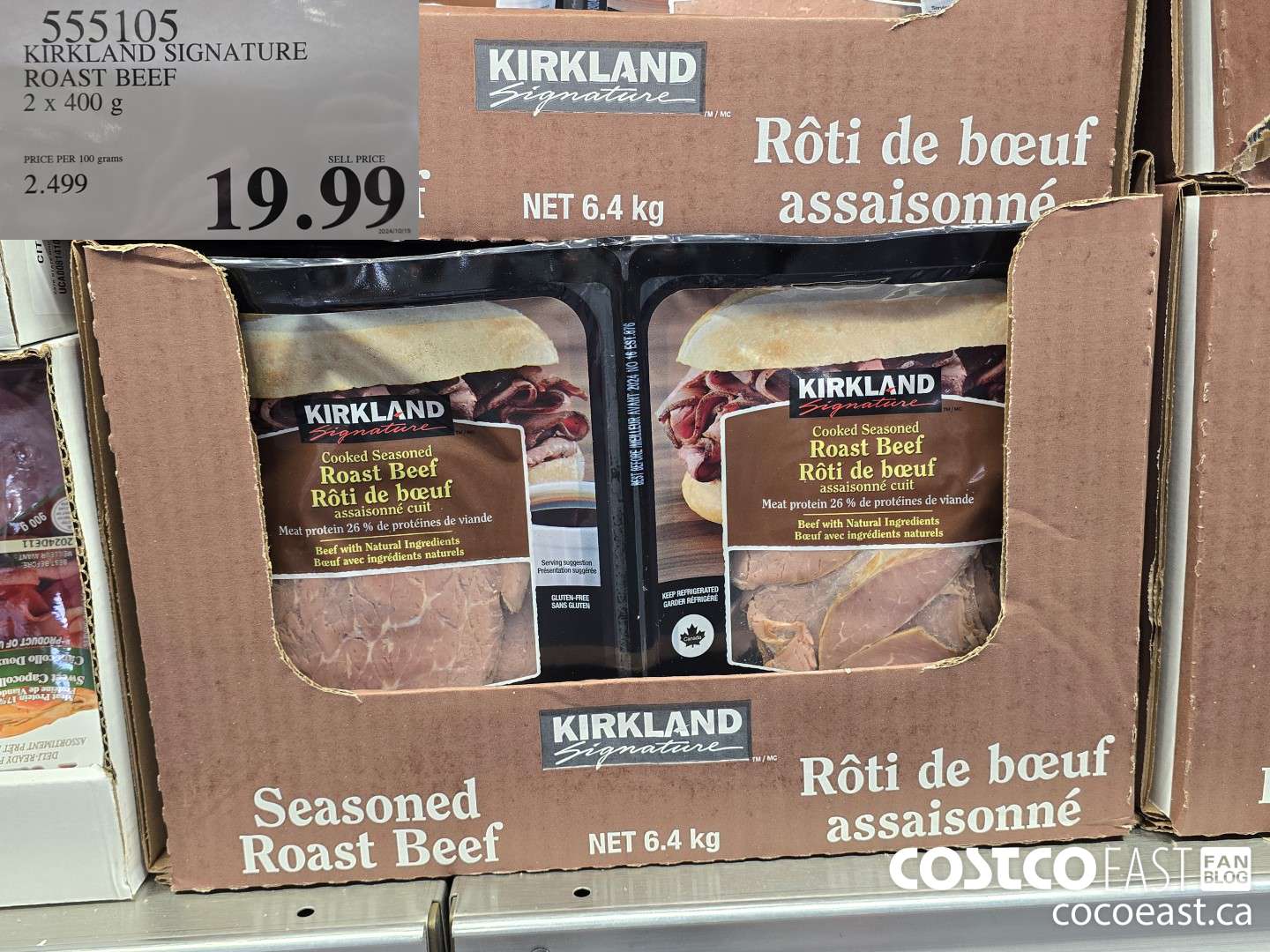 555105 KIRKLAND SIGNATURE ROAST BEEF 2 X 400 G $19.99